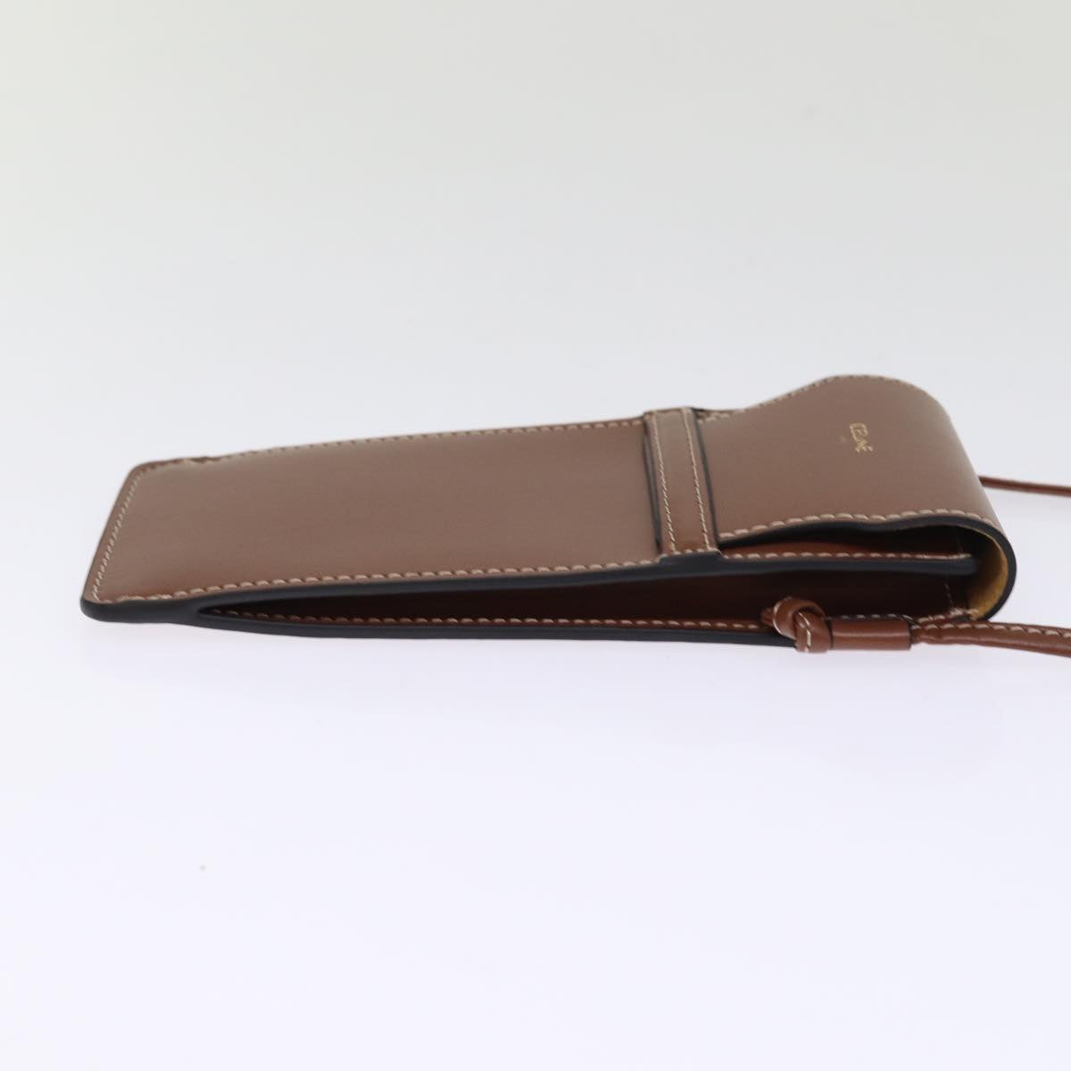 CELINE Shoulder Pouch Leather Brown  77443