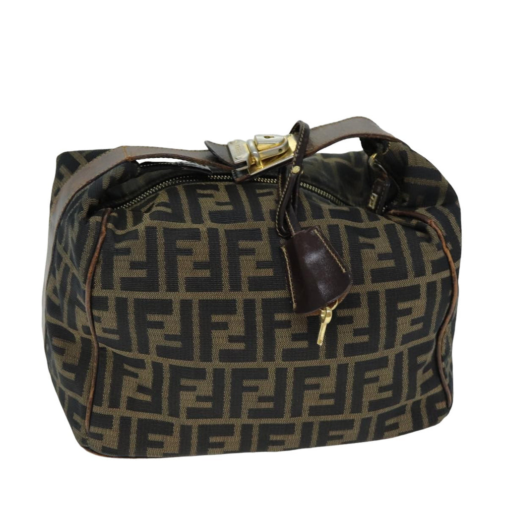 FENDI Zucca Canvas Vanity Cosmetic Pouch Brown Black77458