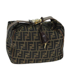 FENDI Zucca Canvas Vanity Cosmetic Pouch Brown Black77458