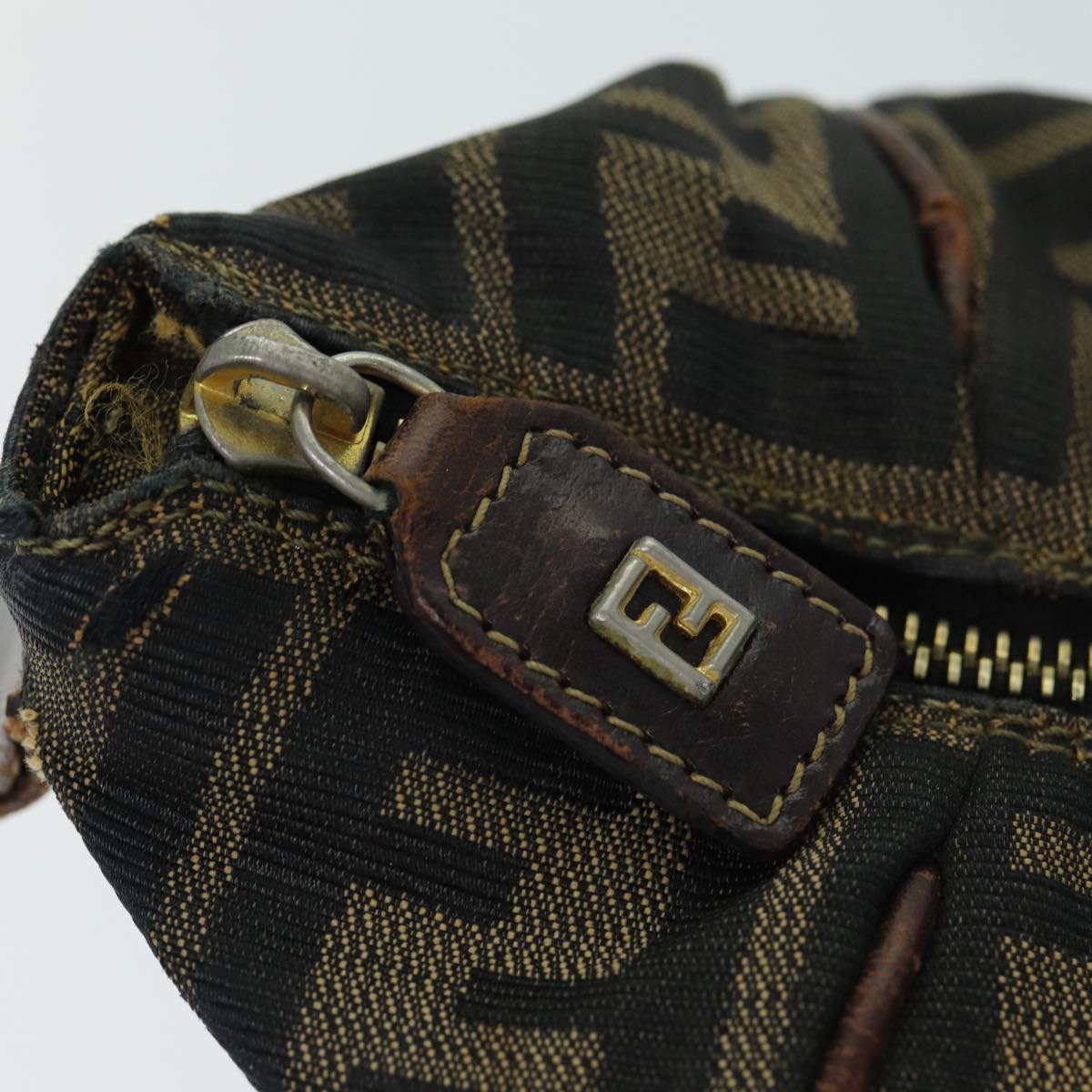 FENDI Zucca Canvas Vanity Cosmetic Pouch Brown Black77458