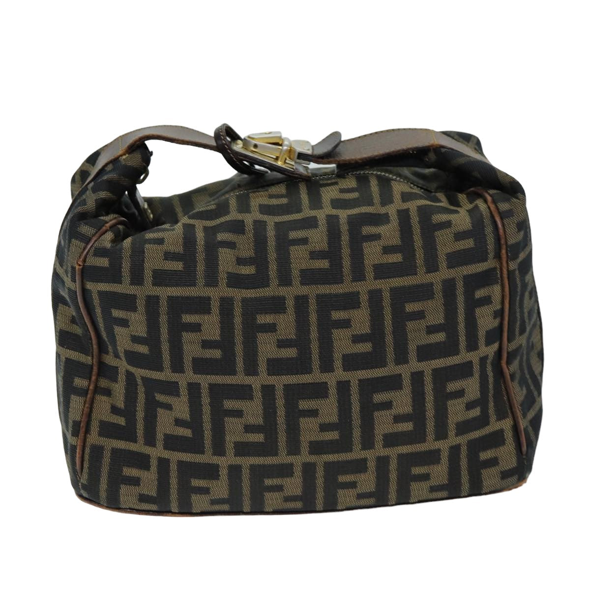 FENDI Zucca Canvas Vanity Cosmetic Pouch Brown Black77458