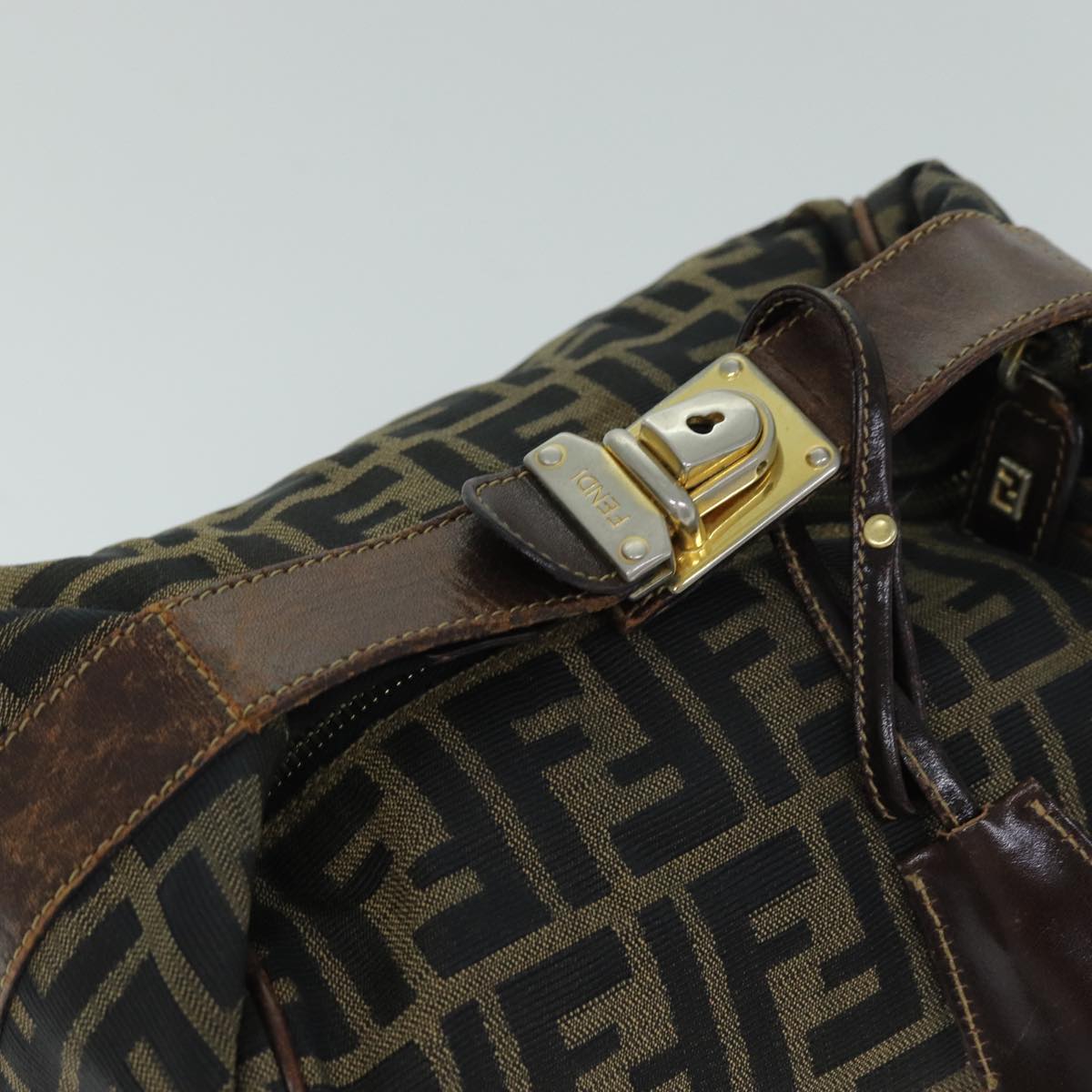 FENDI Zucca Canvas Vanity Cosmetic Pouch Brown Black77458