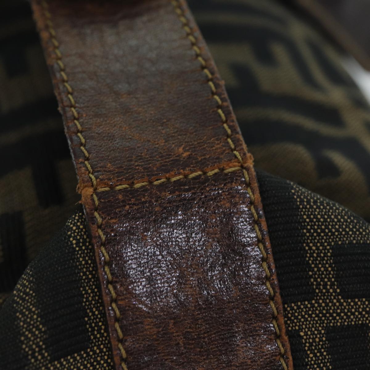 FENDI Zucca Canvas Vanity Cosmetic Pouch Brown Black77458