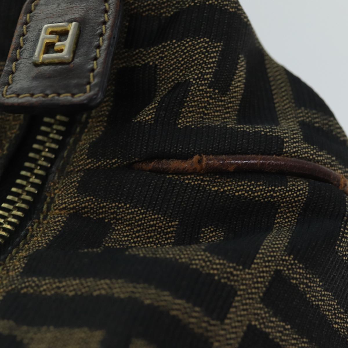 FENDI Zucca Canvas Vanity Cosmetic Pouch Brown Black77458