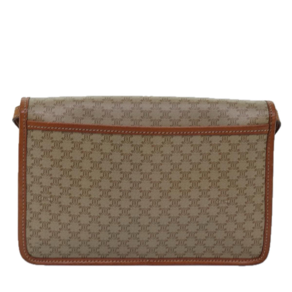 CELINE Macadam Canvas Shoulder Bag Beige Auth 77460