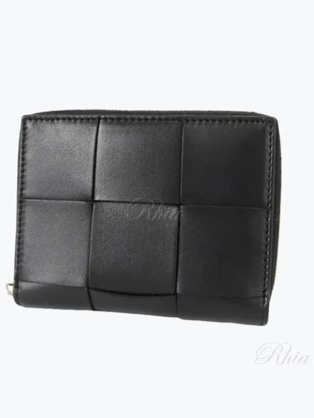 Bottega Veneta Intrecciato Zipper Around Half Wallet Black