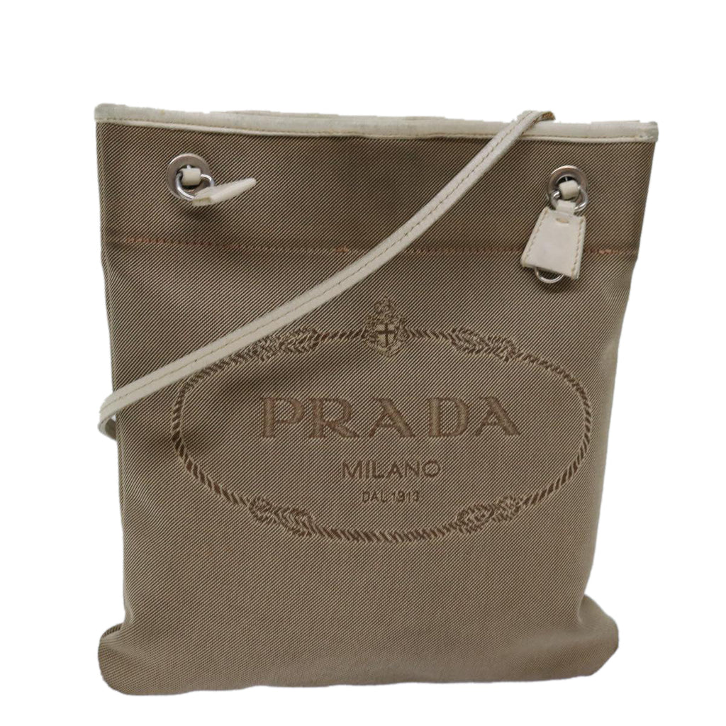 PRADA Shoulder Bag Canvas Beige 77502