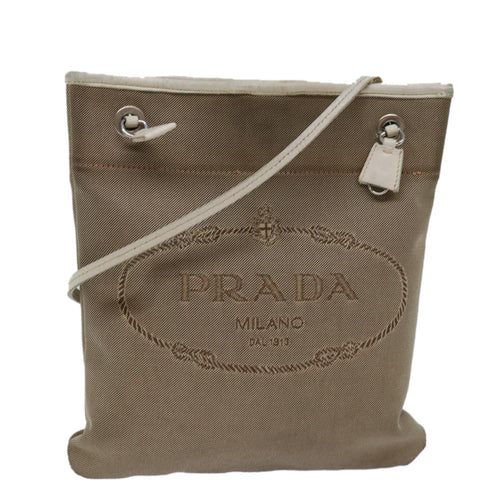 PRADA Shoulder Bag Canvas Beige 77502