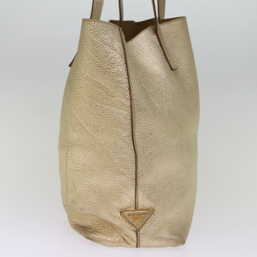 PRADA Tote Bag Leather Gold 77504