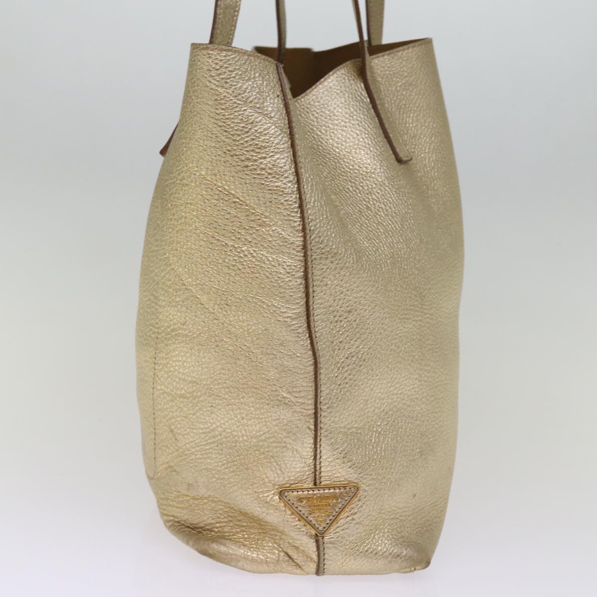 PRADA Tote Bag Leather Gold 77504