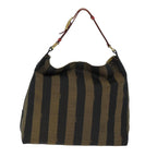 FENDI Pecan Canvas Tote Bag Brown Black77508