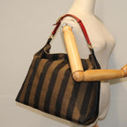 FENDI Pecan Canvas Tote Bag Brown Black77508