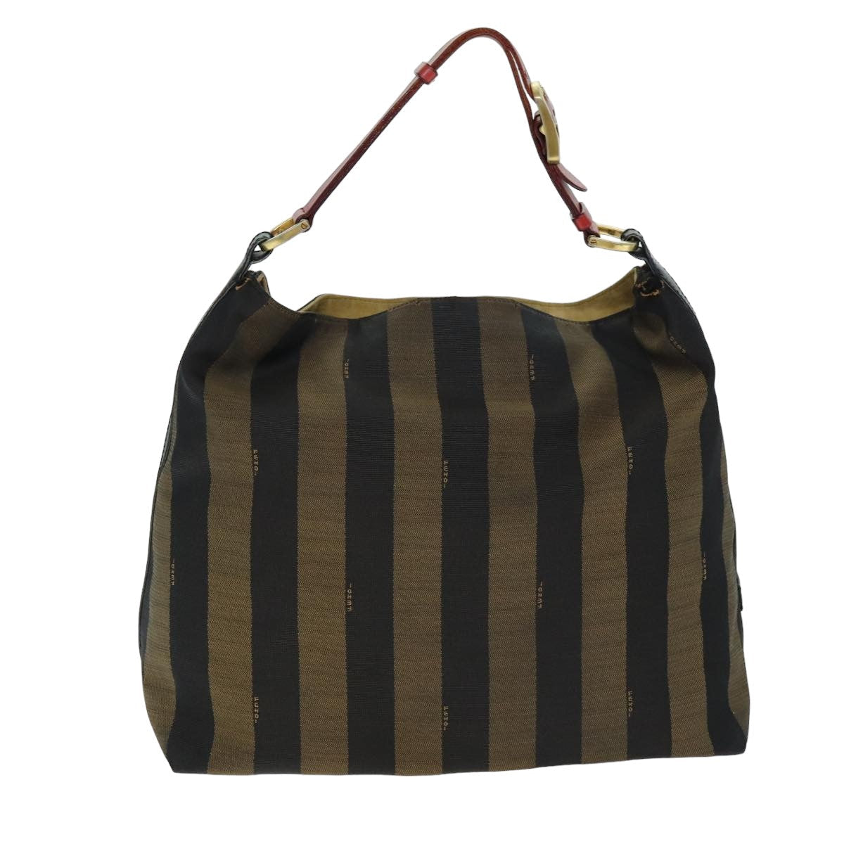 FENDI Pecan Canvas Tote Bag Brown Black77508