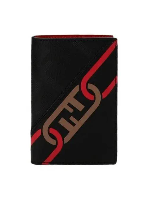 Fendi Vertical Leather Half Wallet Black