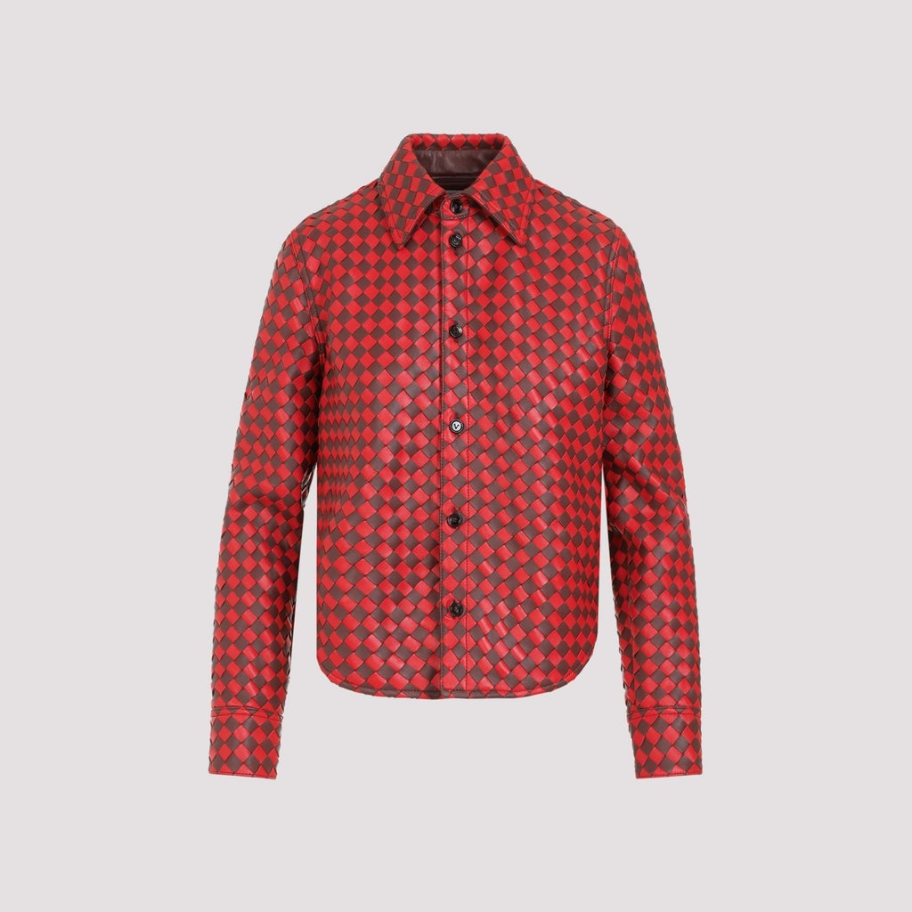BOTTEGA VENETA Bicolor Intrecciato Leather Shirt for Women - SS24