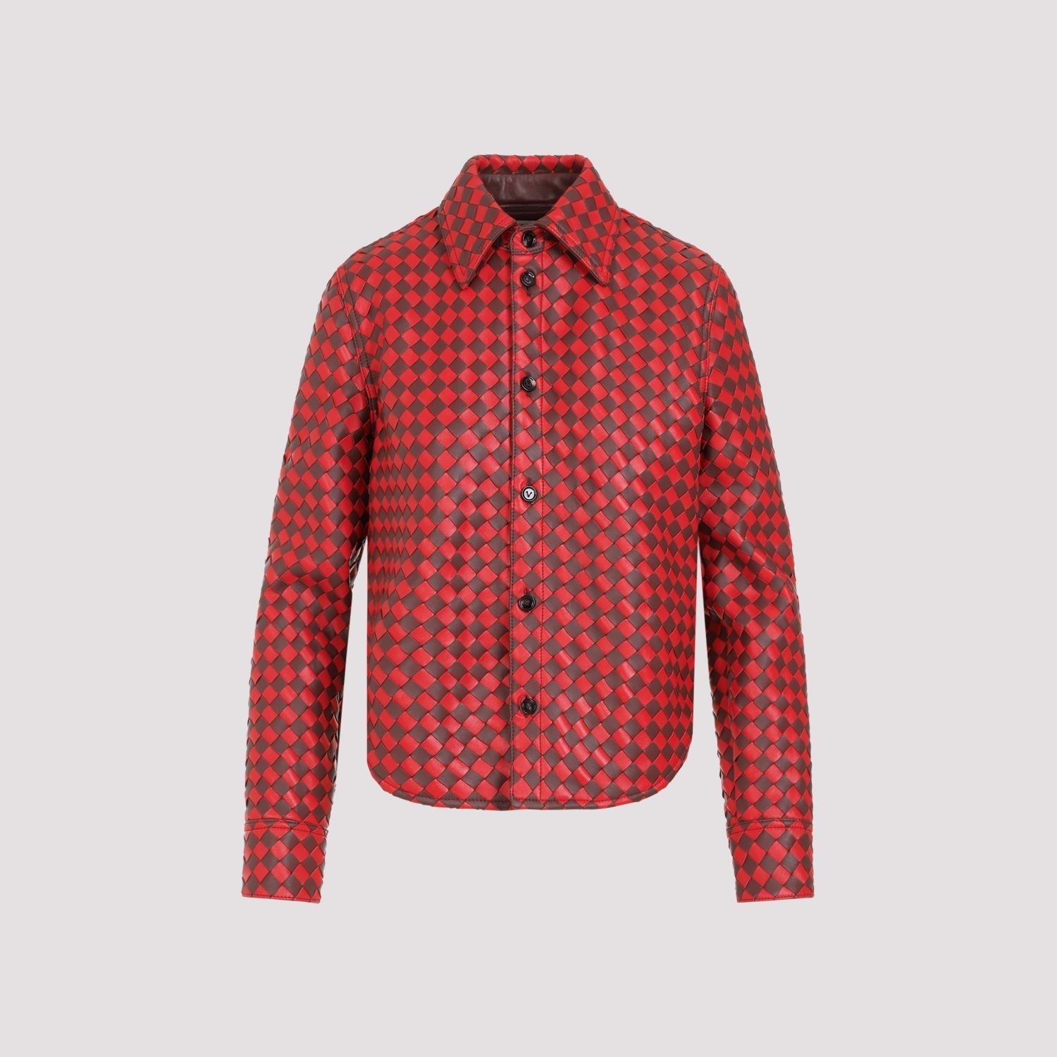 BOTTEGA VENETA Bicolor Intrecciato Leather Shirt for Women - SS24