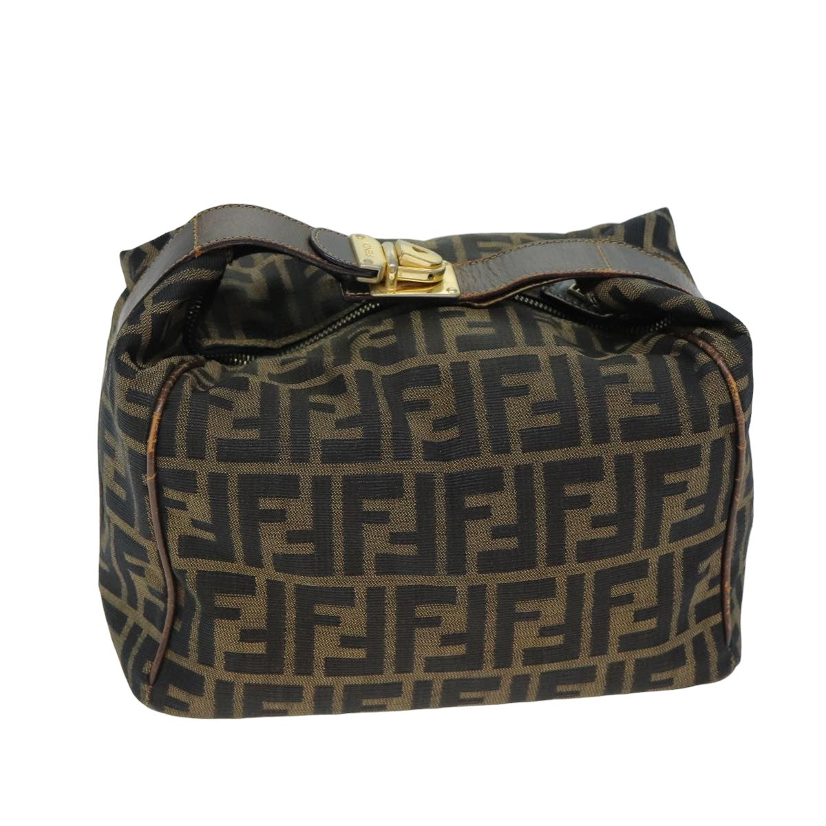 FENDI Zucca Canvas Vanity Pouch Brown Black77628