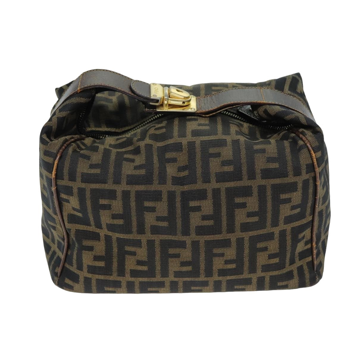 FENDI Zucca Canvas Vanity Pouch Brown Black77628