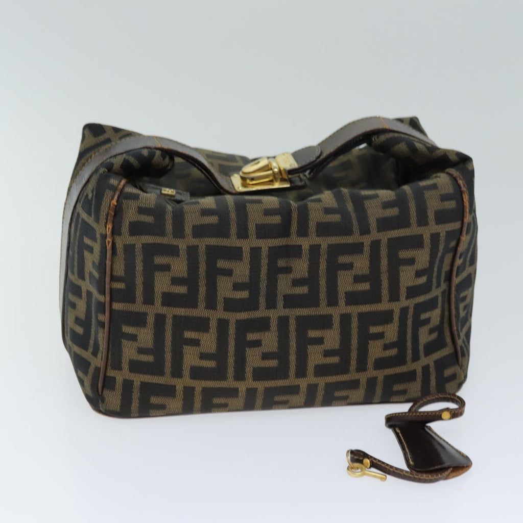 FENDI Zucca Canvas Vanity Pouch Brown Black77628