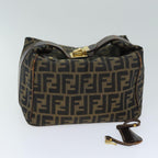 FENDI Zucca Canvas Vanity Pouch Brown Black77628