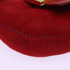FENDI Mini Croissant Hand Bag Suede Red77631