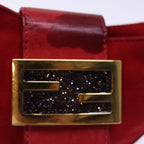 FENDI Mini Croissant Hand Bag Suede Red77631