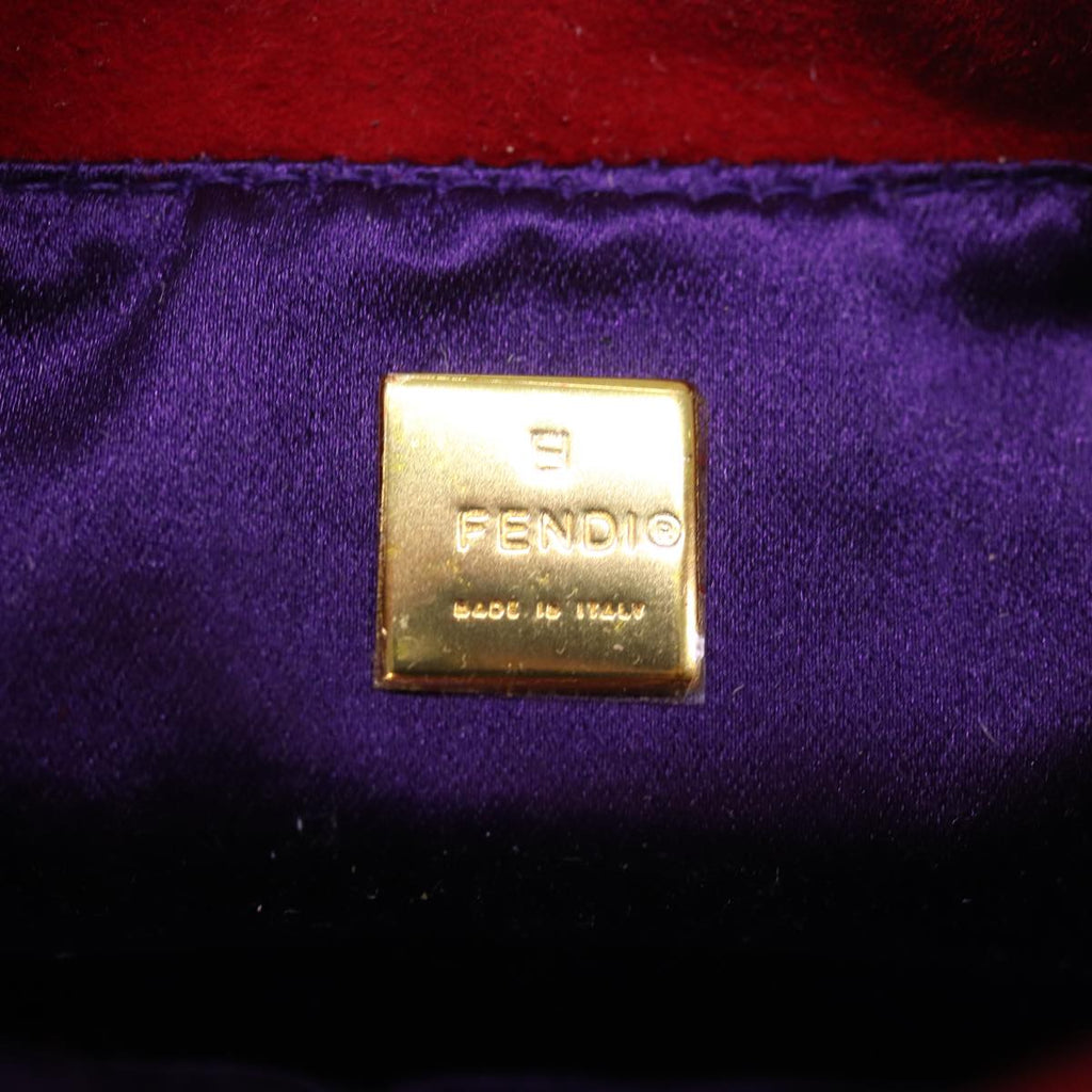 FENDI Mini Croissant Hand Bag Suede Red77631