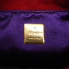 FENDI Mini Croissant Hand Bag Suede Red77631