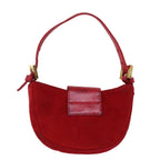 FENDI Mini Croissant Hand Bag Suede Red77631