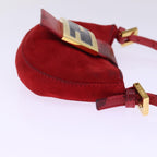 FENDI Mini Croissant Hand Bag Suede Red77631
