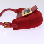 FENDI Mini Croissant Hand Bag Suede Red77631