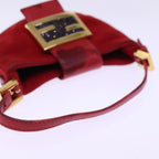 FENDI Mini Croissant Hand Bag Suede Red77631