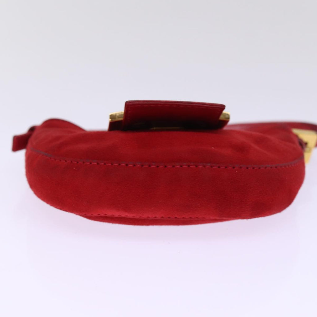 FENDI Mini Croissant Hand Bag Suede Red77631