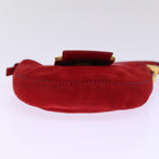 FENDI Mini Croissant Hand Bag Suede Red77631