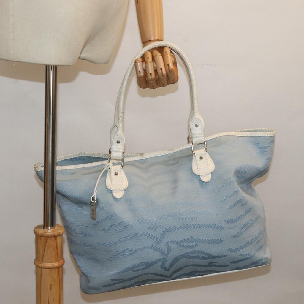 FENDI Tote Bag Canvas Light Blue 12429077643