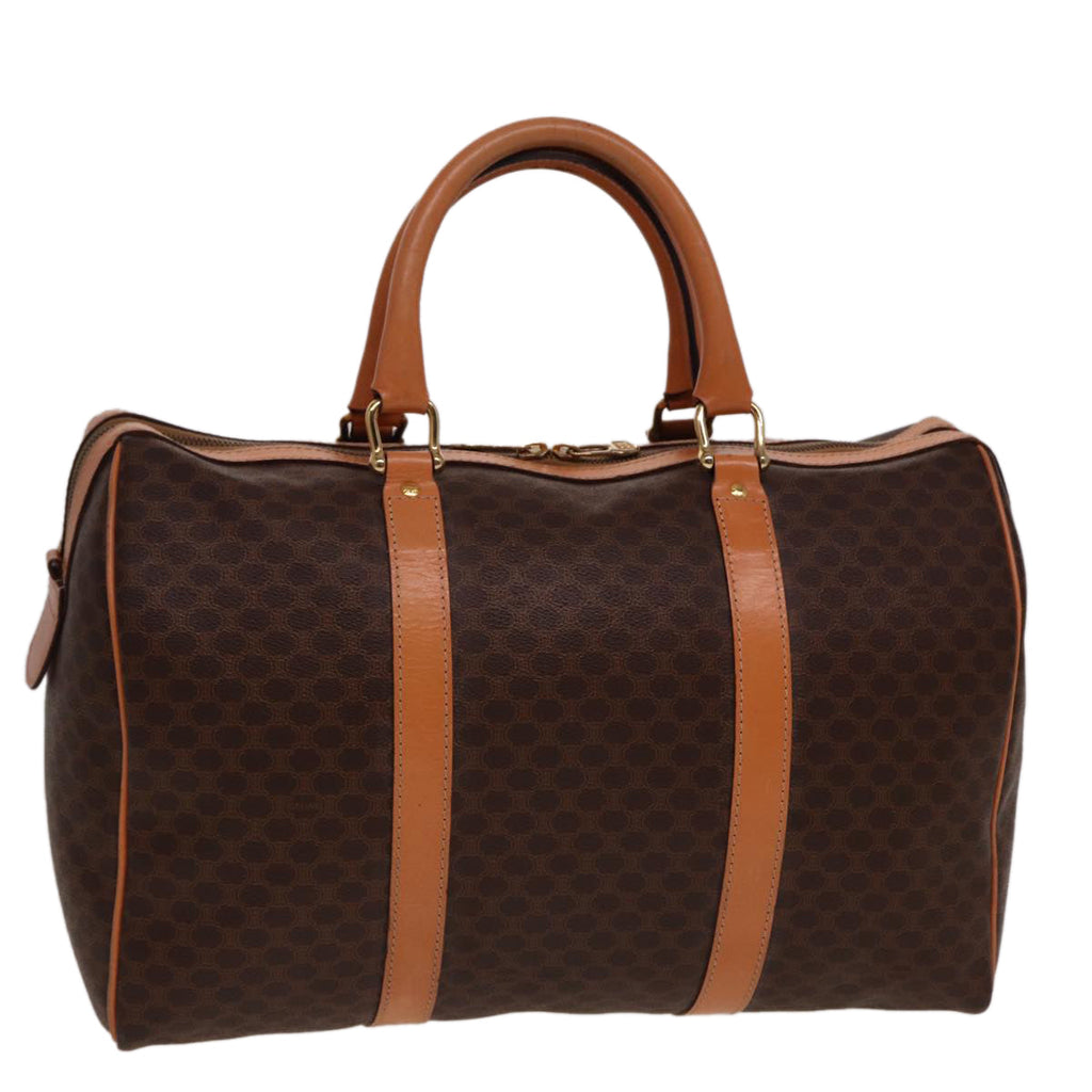 CELINE Macadam Canvas Boston Bag PVC Leather Brown  77648