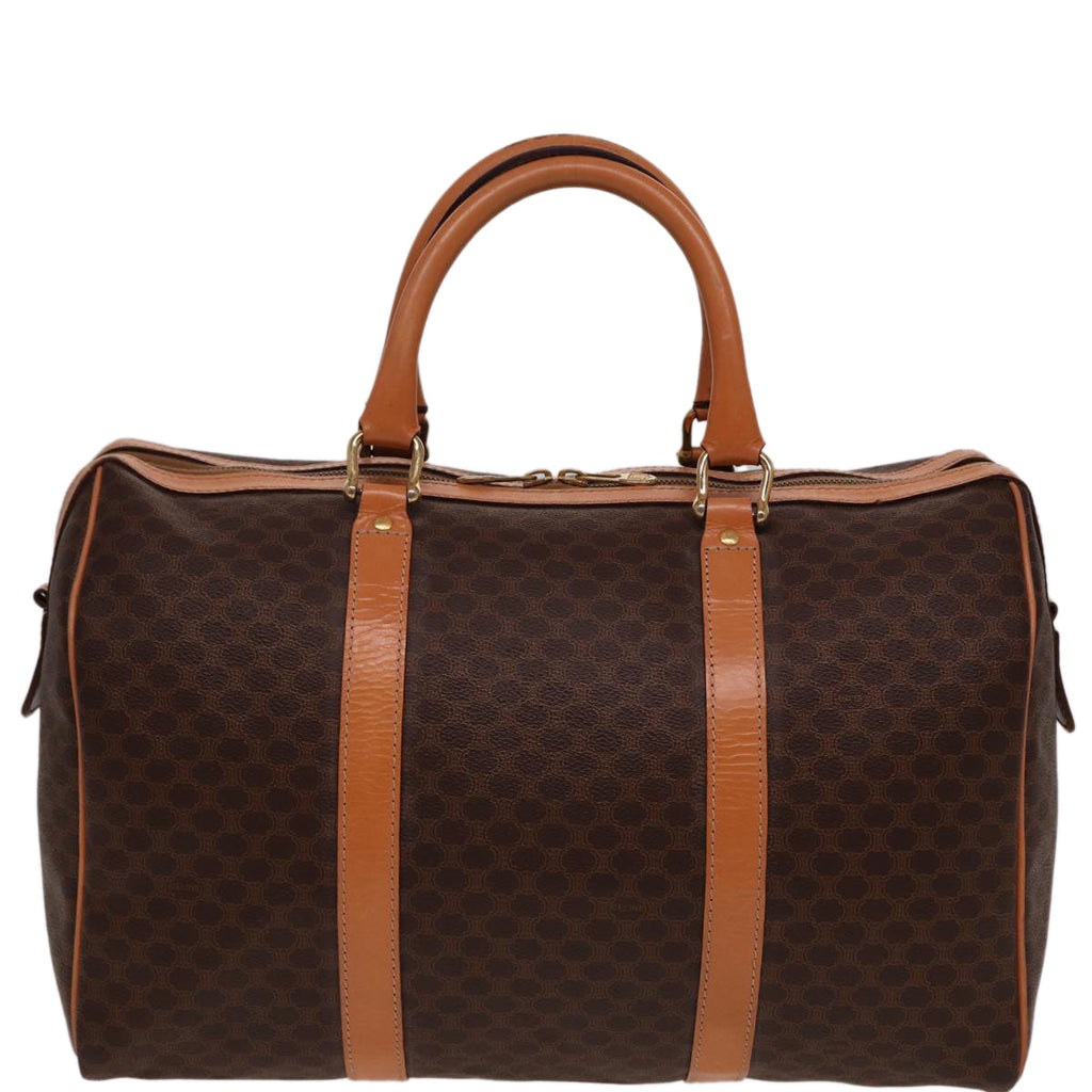 CELINE Macadam Canvas Boston Bag PVC Leather Brown  77648