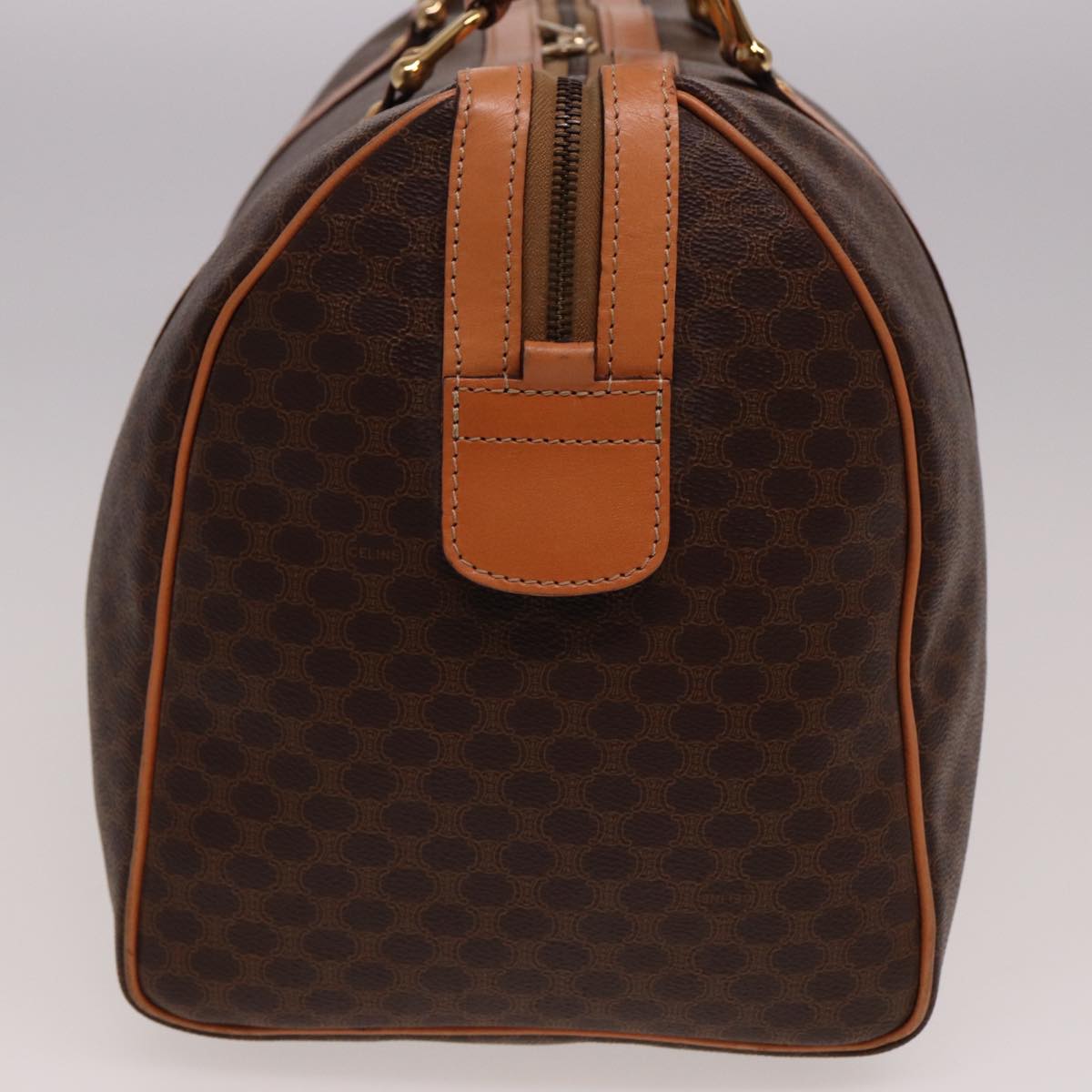 CELINE Macadam Canvas Boston Bag PVC Leather Brown  77648