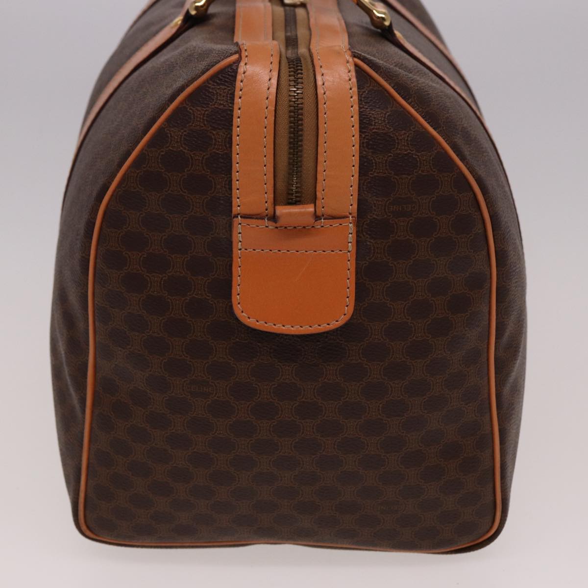 CELINE Macadam Canvas Boston Bag PVC Leather Brown  77648