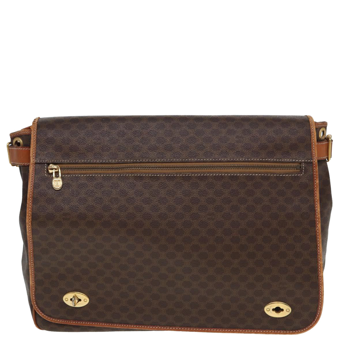 CELINE Macadam Canvas Shoulder Bag PVC Leather Brown Auth 77649