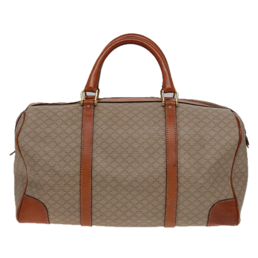 CELINE Macadam Canvas Boston Bag Beige Auth 77712