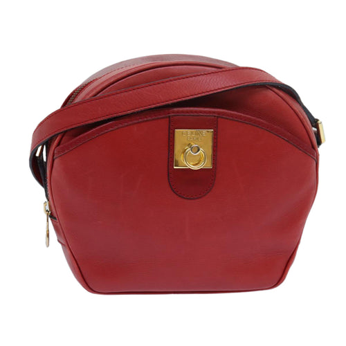 CELINE Shoulder Bag Leather Red  77720