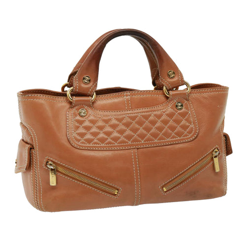 CELINE Hand Bag Leather Brown  77738