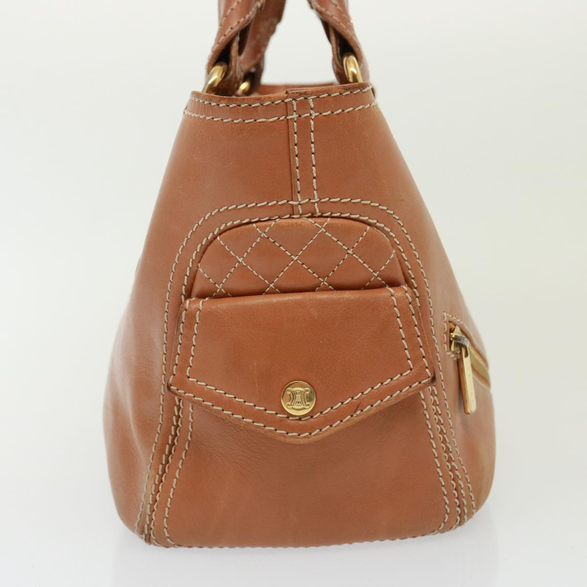 CELINE Hand Bag Leather Brown  77738