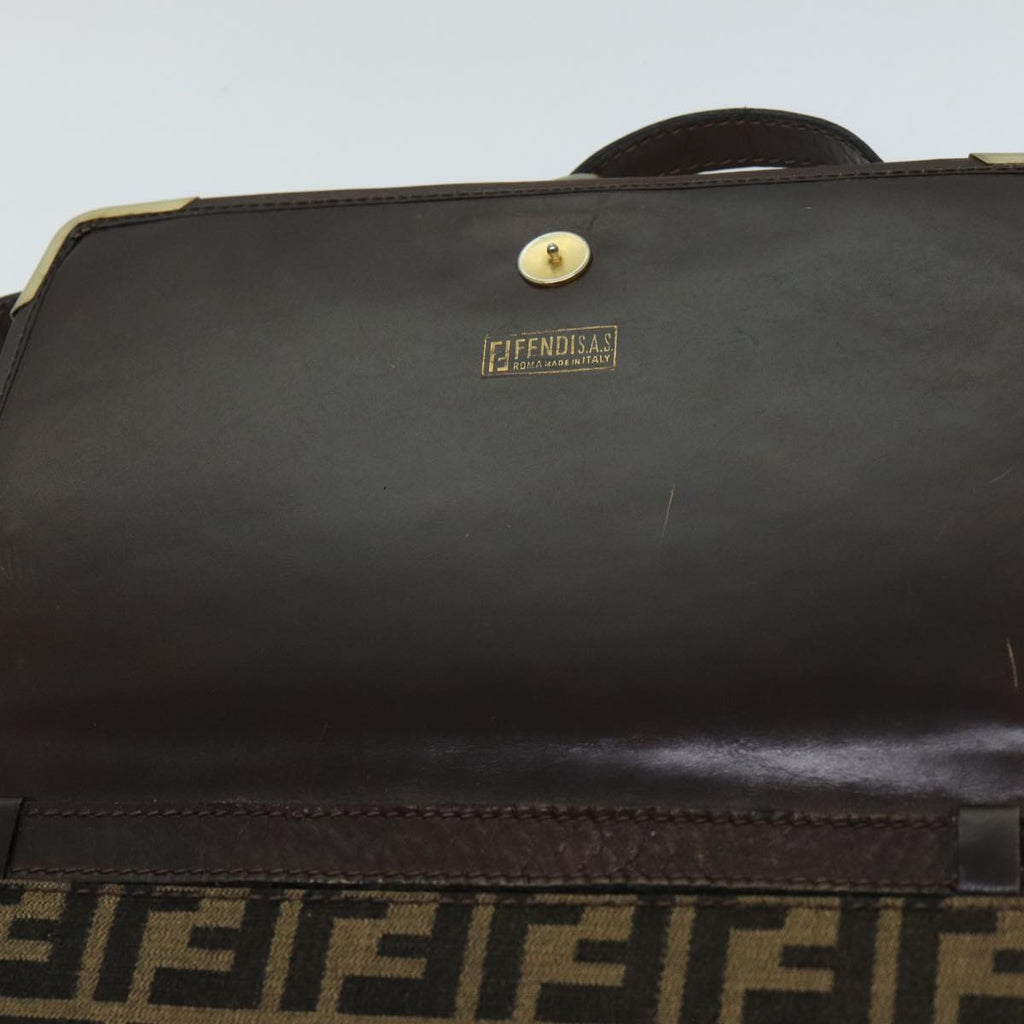 FENDI Zucca Canvas Shoulder Bag Brown Black77742