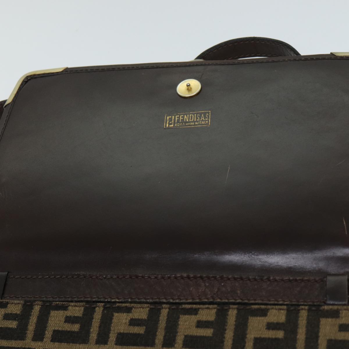 FENDI Zucca Canvas Shoulder Bag Brown Black77742