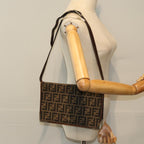 FENDI Zucca Canvas Shoulder Bag Brown Black77742