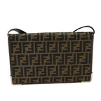 FENDI Zucca Canvas Shoulder Bag Brown Black77742