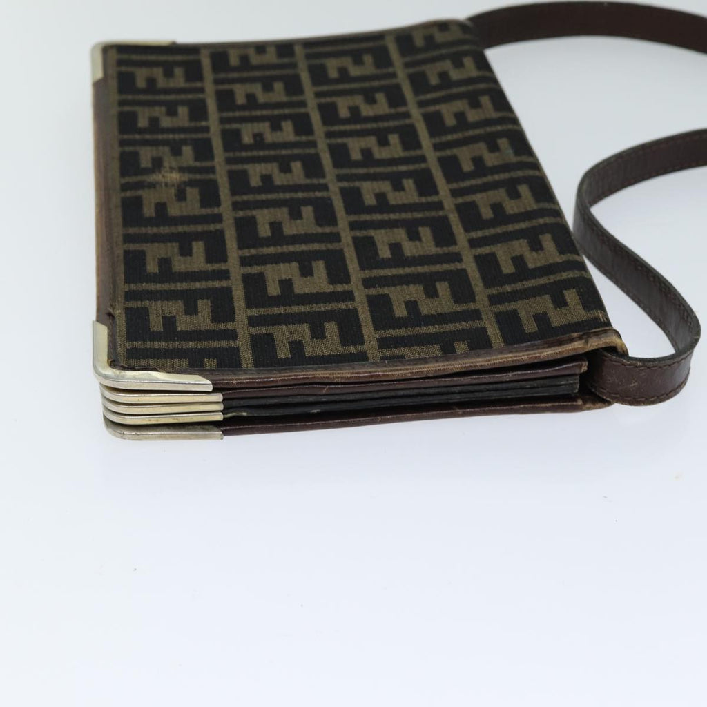 FENDI Zucca Canvas Shoulder Bag Brown Black77742