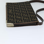 FENDI Zucca Canvas Shoulder Bag Brown Black77742